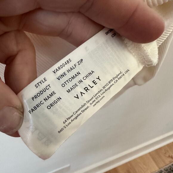 Varley Women's Vine Half Zip in Ottoman (Cream) Funnel Neck with Zipper Small - Picture 4 of 5